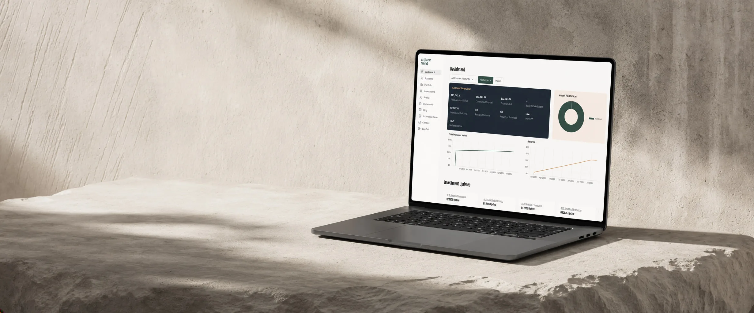 Citizen Mint platform on a laptop